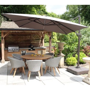 3m x 3m Deluxe Grey LED Square Cantilever Parasol with 100kg Base